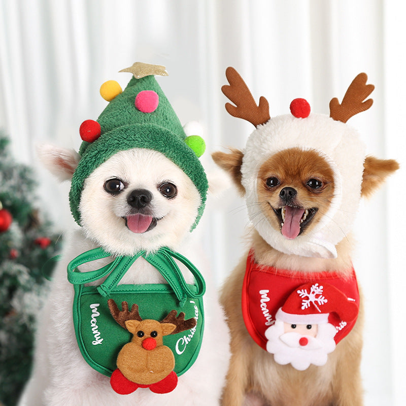 Wholesale Dog Cat Pet Christmas Hat Bibs Scarf Belly Band Teddy French Bulldog Pomeranian Autumn and Winter Clothes