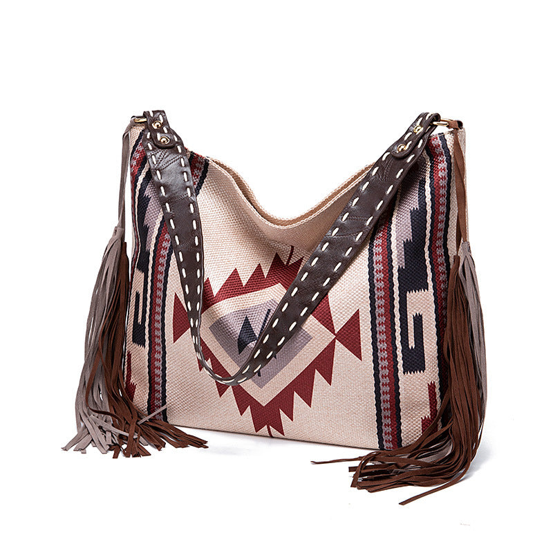Wholesale Retro Bohemian Hand-woven Flowing Cotton and Linen Shoulder Bag