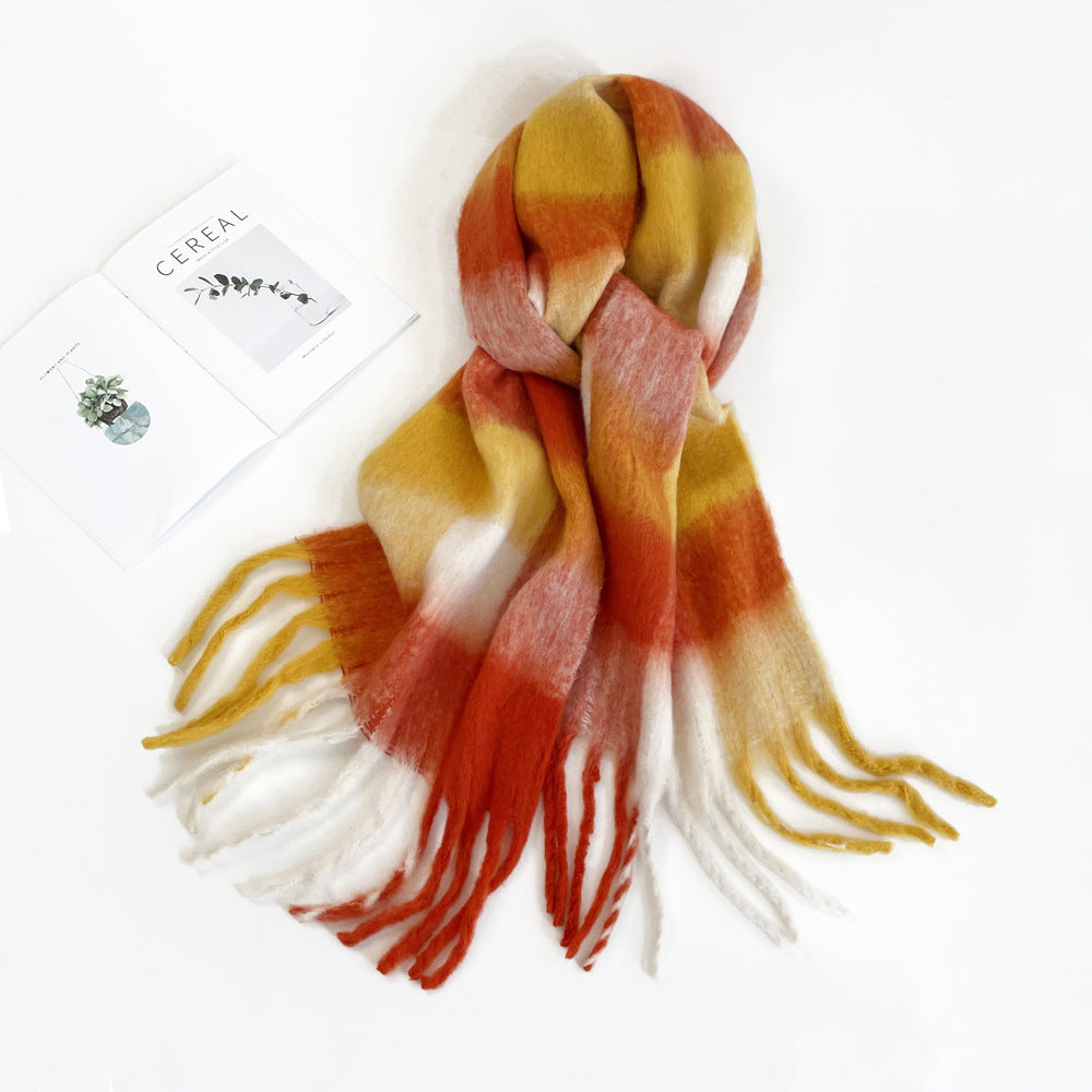 Wholesale Colorful Plaid Winter Warm Seahorse Hair Scarf