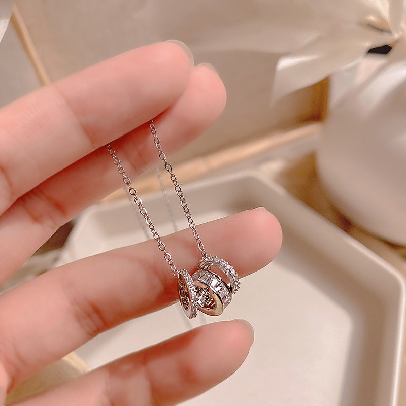 Wholesale Ring Zircon Pendant Titanium Steel Necklace