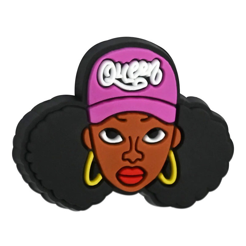 Wholesale Random 100pcs Black Girl Beaded PVC Soft Rubber Beads Focal Beads