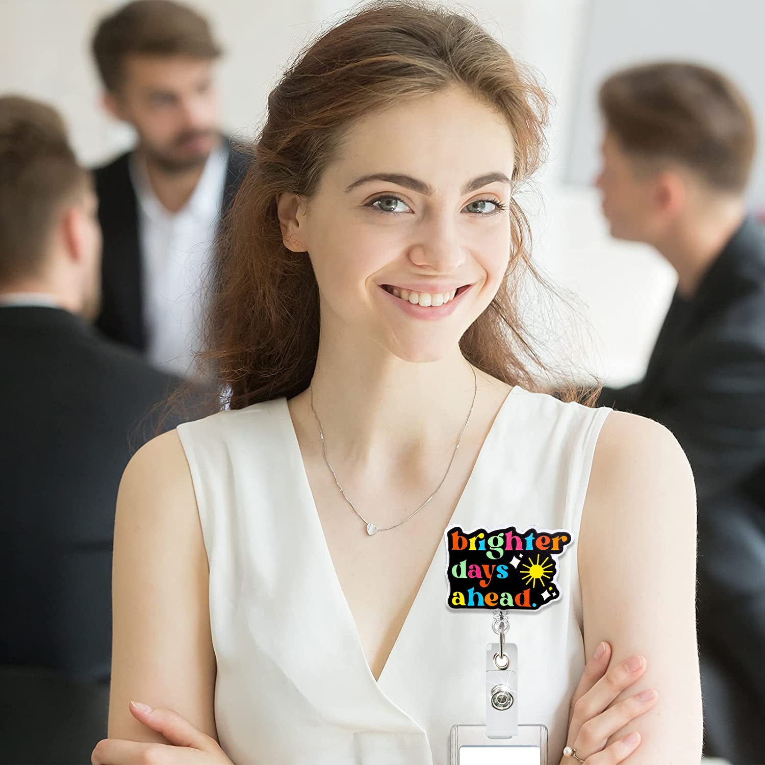 Wholesale Acrylic sunflower retractable rotating doctor and nurse ID card