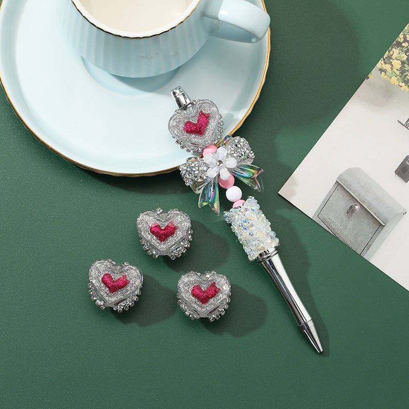 Wholesale 10pcs Resin Printing Bead Pen Bead Fans Love Beads