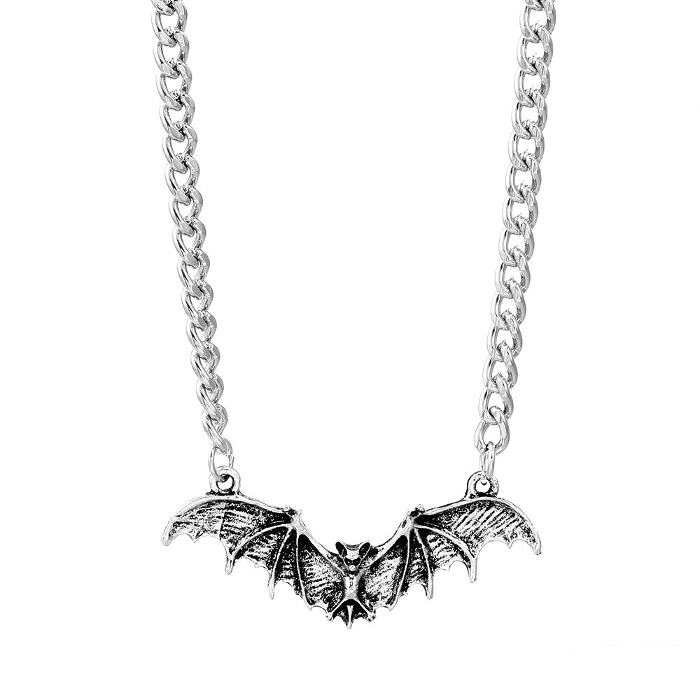 Wholesale Punk Black Bat Halloween Exaggerated Hip-Hop Necklace