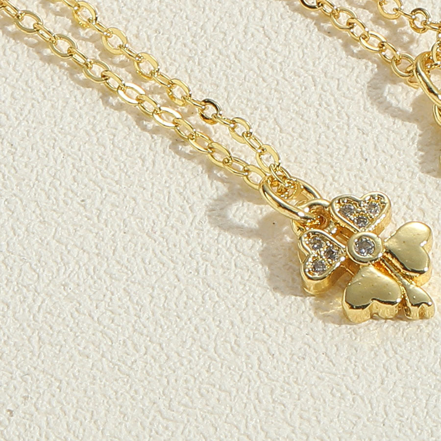 Wholesale Four Leaf Clover Cross Zircon Pendant Necklace