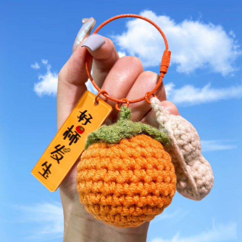 Wholesale Yarn Woven Persimmon Plush Keychain