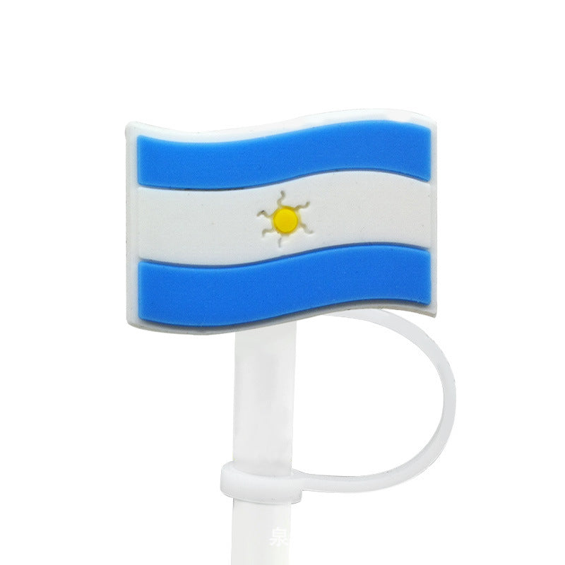 Wholesale of 10pcs Flag Series Silicone Straw Sets
