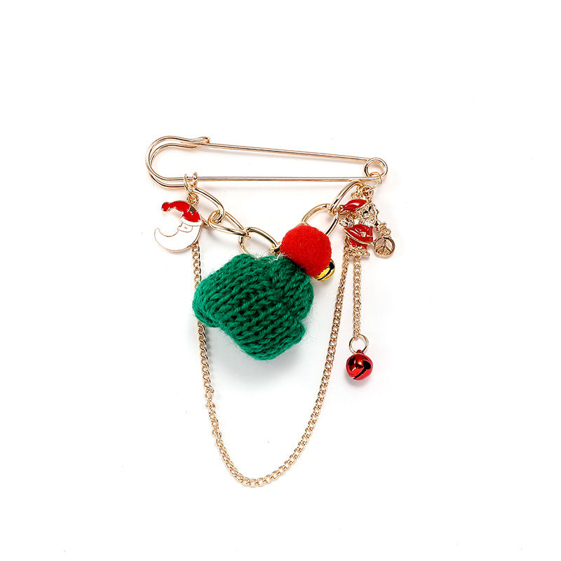 Wholesale Christmas Couple Sweater Brooch Pin With Snowman Bell And Snowflake Green Hat Design Alloy Fashion Accessory For Gift Resale