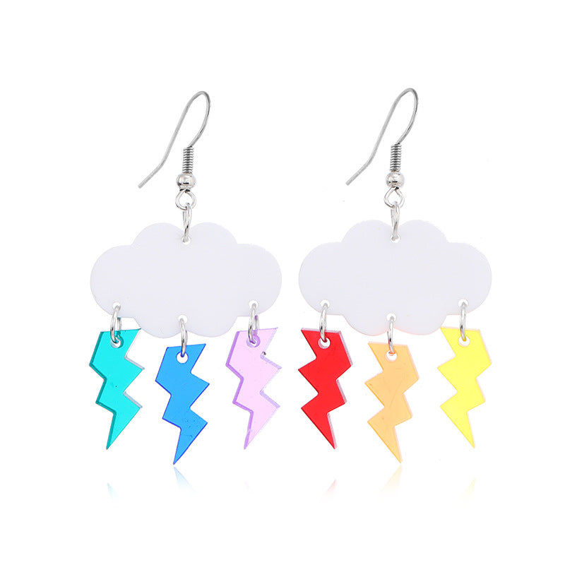 Wholesale Acrylic Cute Cloud with Transparent Color Lightning Earrings
