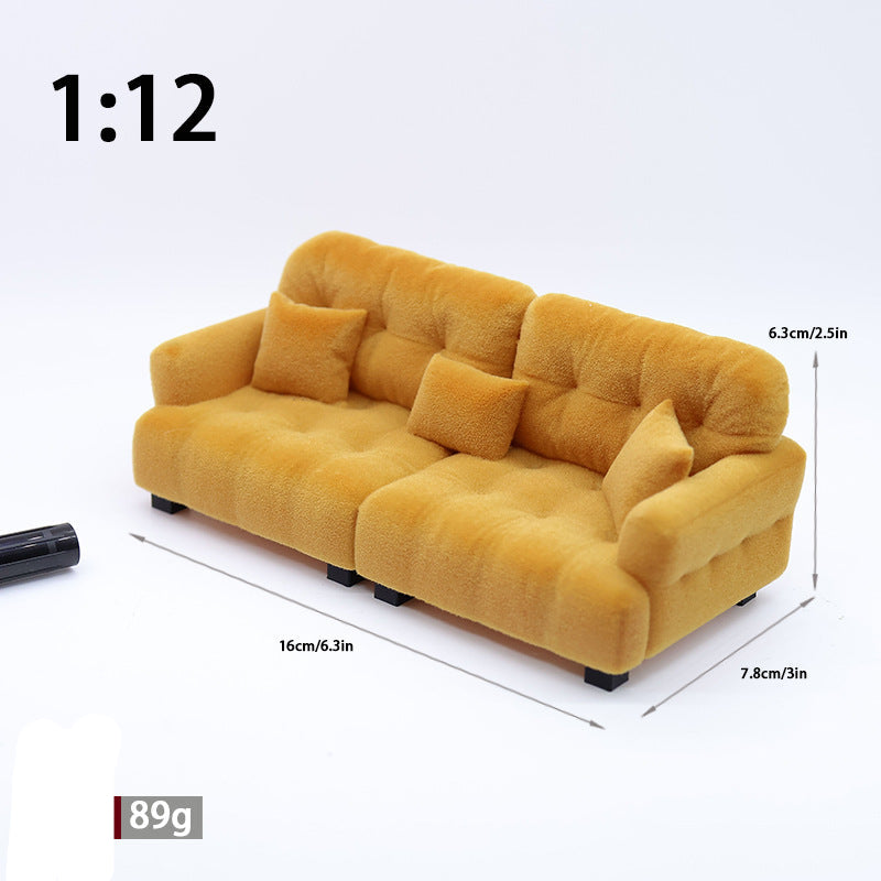 Wholesale  Miniature Doll Sofa Flocked Cream Style Doll Accessories