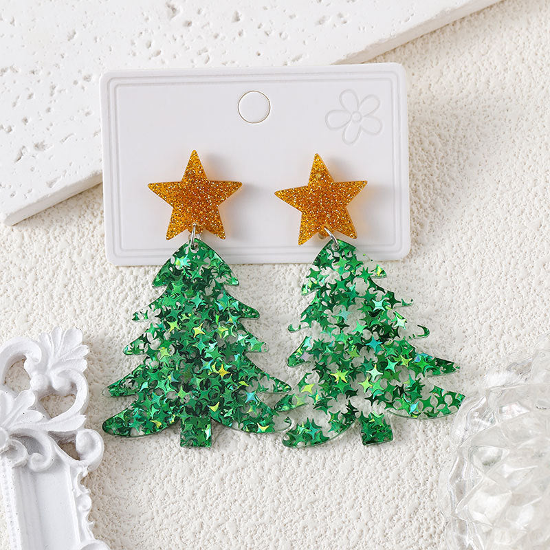Wholesale Christmas Cute Christmas Tree Snowflake Earrings