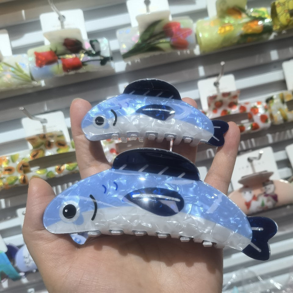 Wholesale Spray Painted PVC Sardine Fish Hair Clip Everyday Styling Women S Boutique Hair Accessory