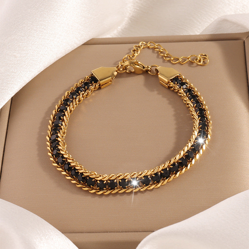 Wholesale Three layer color diamond titanium steel bracelet