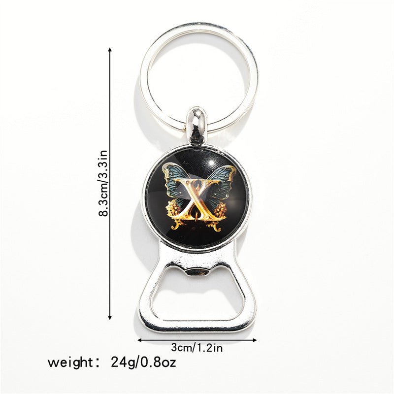 Wholesale Letter Butterfly Bottle Opener Time Gem Keychain