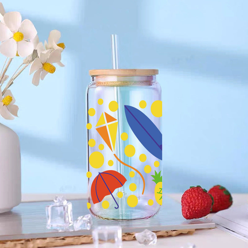 Wholesale  Summer Beach Ice Cream  16oz Cup UV DTF Wraps