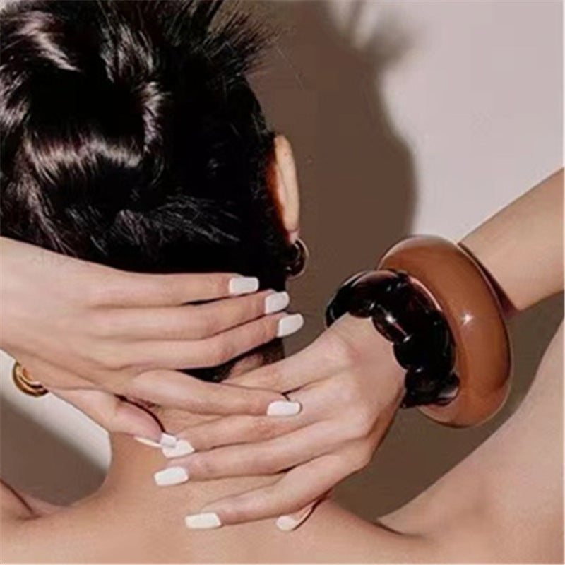 Wholesale Marble Pattern Exaggerated Color Resin Retro Geometric Circular Dyeing Transparent Bracelet