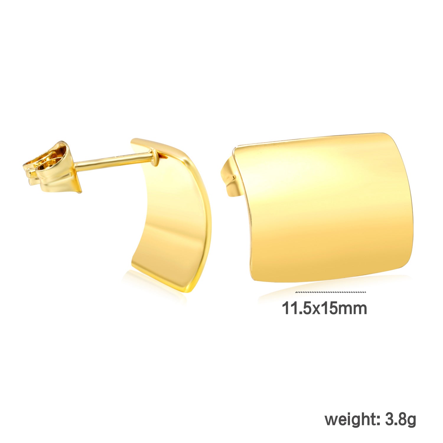 Wholesale 18k Gold-Plated Stainless Steel Stud Earrings,  Snake-Shaped Cartilage Studs
