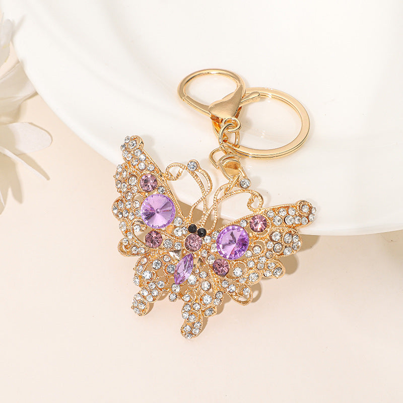 Wholesale Zinc Alloy Rhinestone Butterfly Keychain