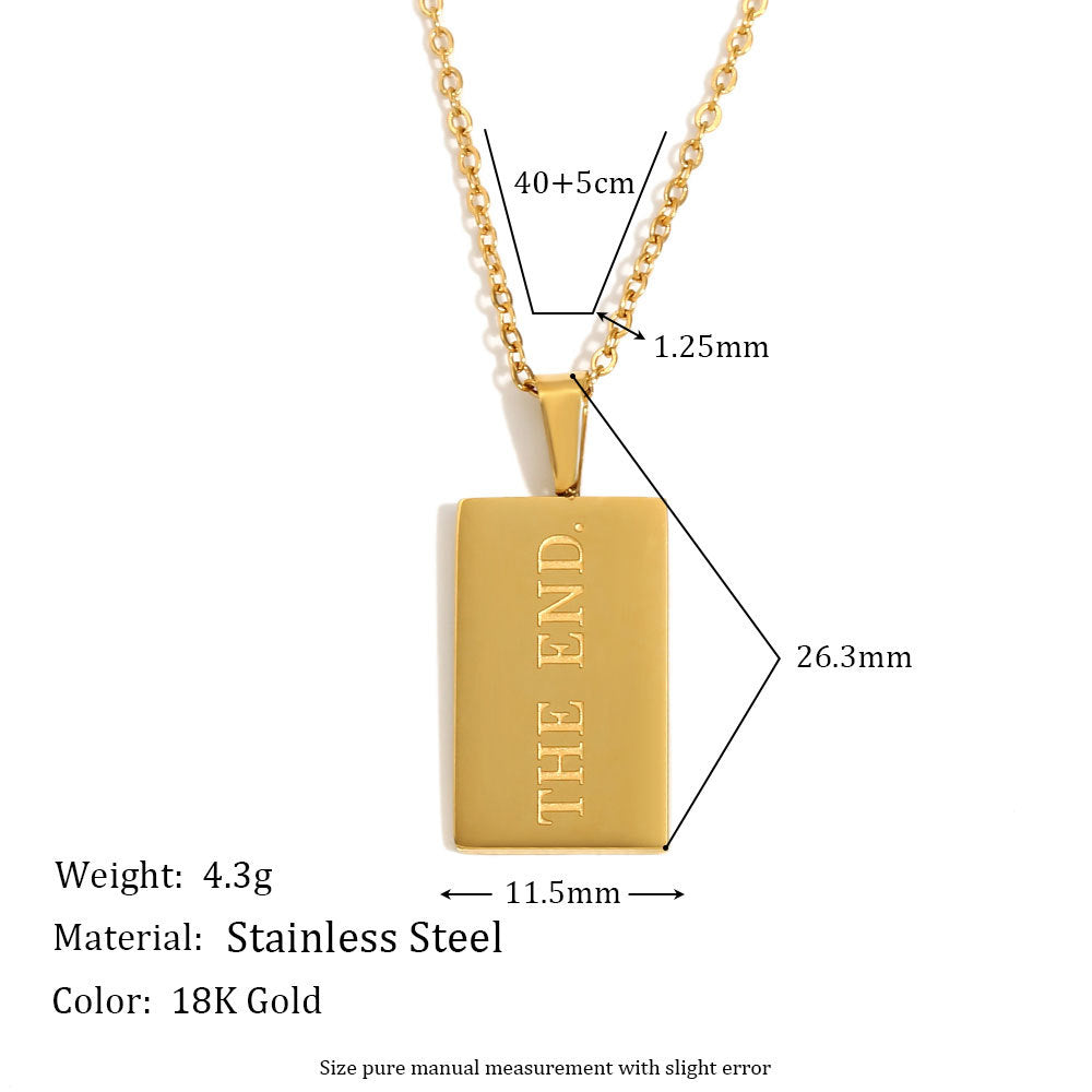 Wholesale Stainless Steel Electroplated Sweater Chain Square Brand English Necklace