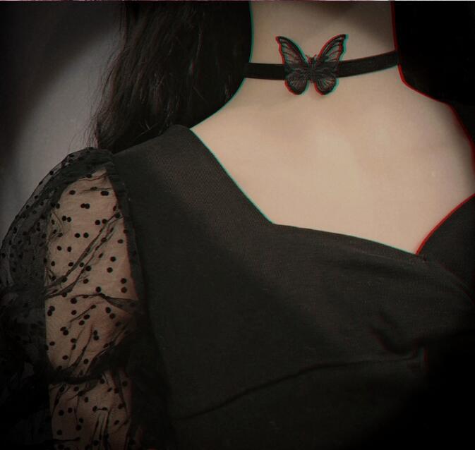 Wholesale Retro girl' s necklace with dark night rose and ns