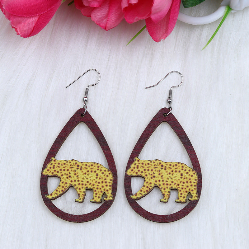 Lips al por mayor de los labios de la mariposa perezosa forma de caída de agua Pendientes de madera