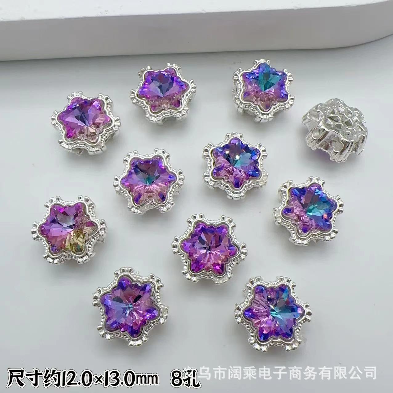 Wholesale 10pcs Multi-Color Eight-Hole Crystal Glass Snowflake Diamond Spacer Beads