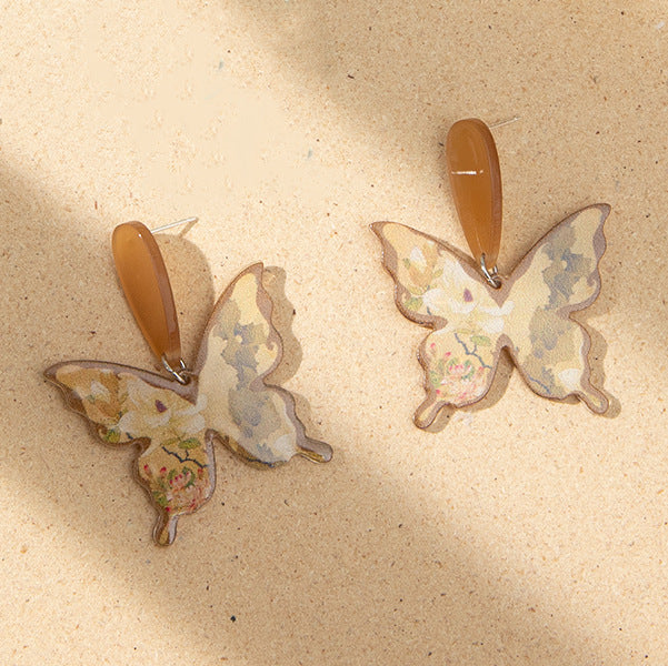 Wholesale Retro Oil Painting Butterfly Earrings