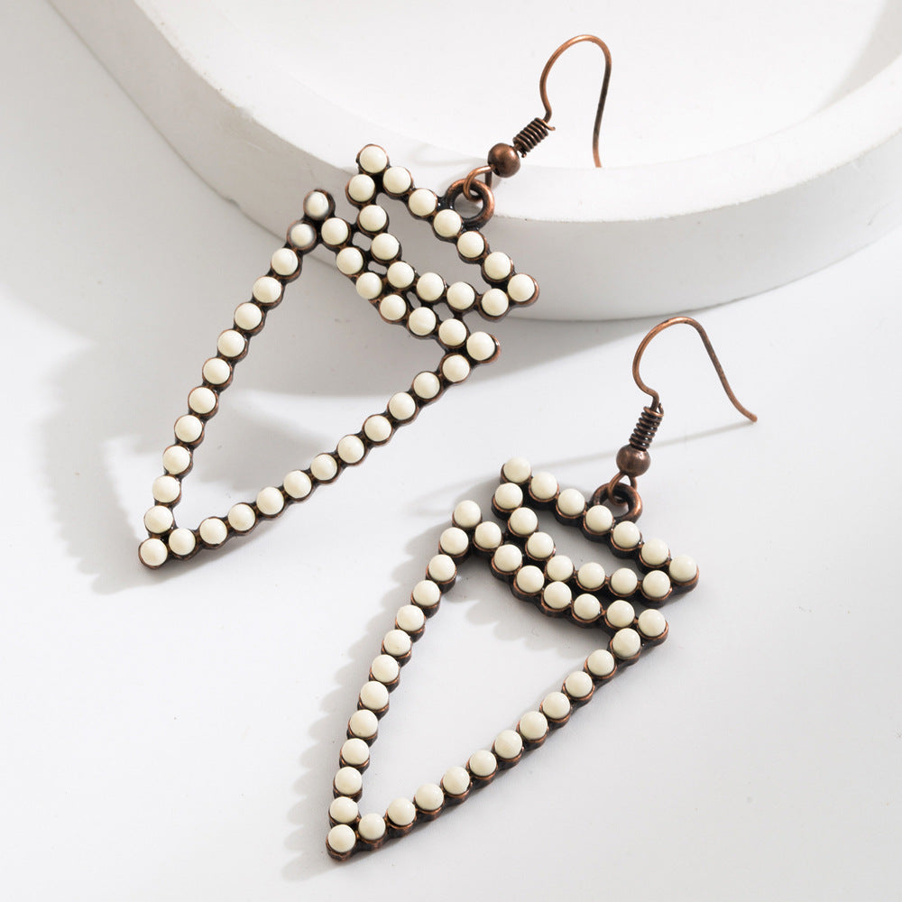 Wholesale Exaggerated white turquoise ethnic style earrings