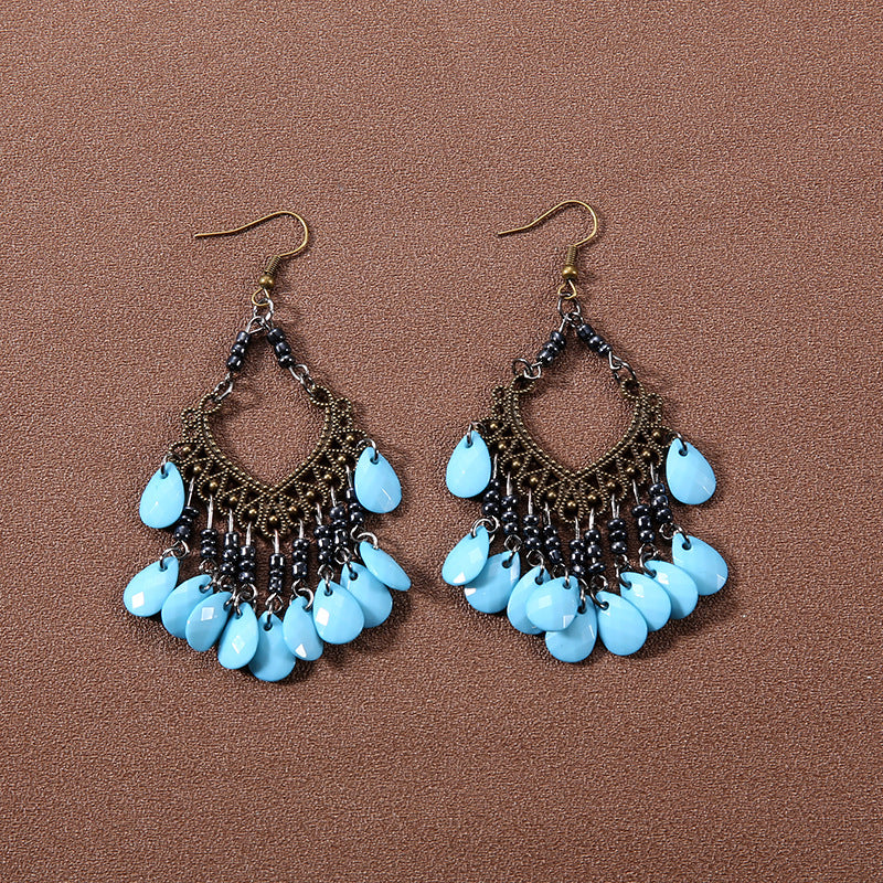 Wholesale Bohemian Tassel Turquoise Vintage Earrings
