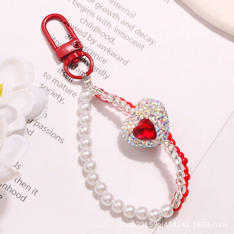 Wholesale Full Diamond Love Gemstone Acrylic Keychain