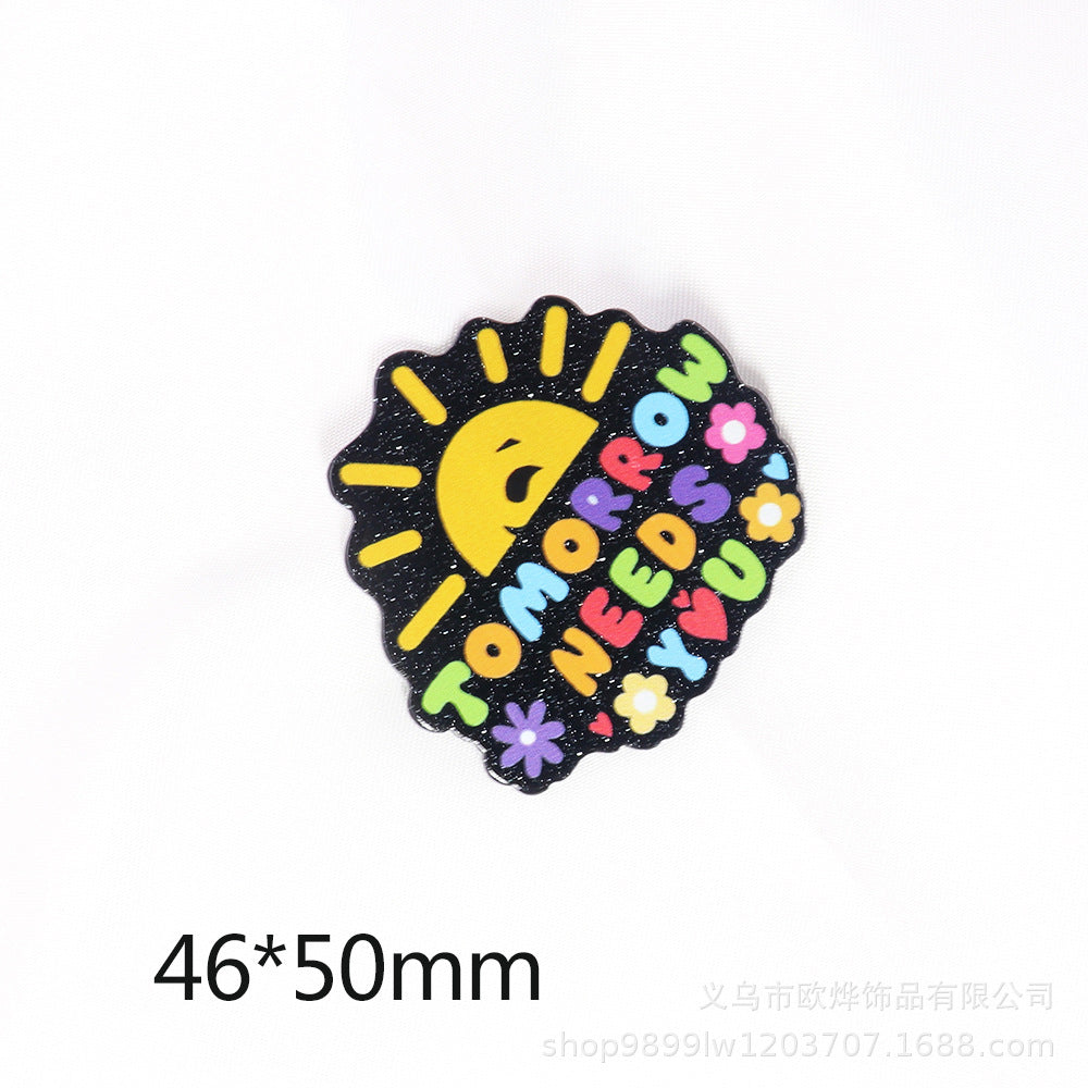 Wholesale 10pcs New loose powder cartoon teacher stationery style personalized bag jewelry acrylic pin cute DIY patch