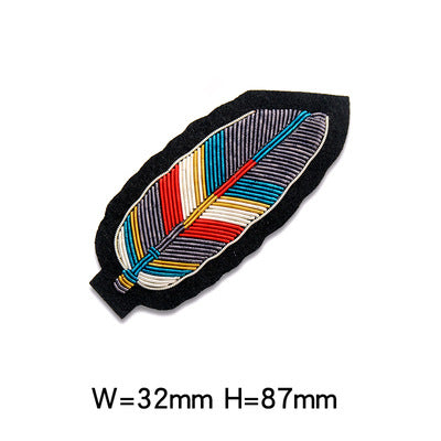 Wholesale 2pcs DIY Hand Embroidered Indian Silk Colorful Feather Cloth Patches Hat Clothes Accessories FS