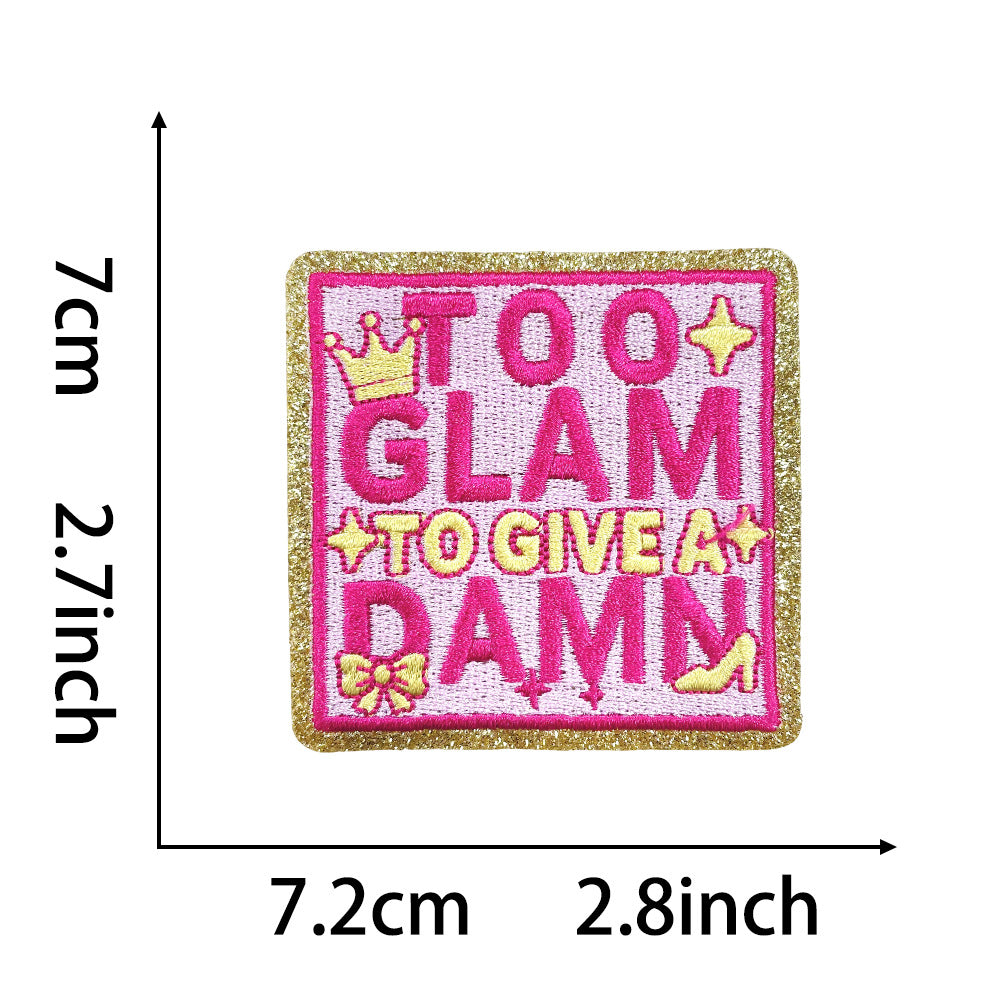 Wholesale 20 Styles Pink Letter Gold Plaid Polyester DIY Iron On Embroidered Patches For Shoes Hats Stylish Gift