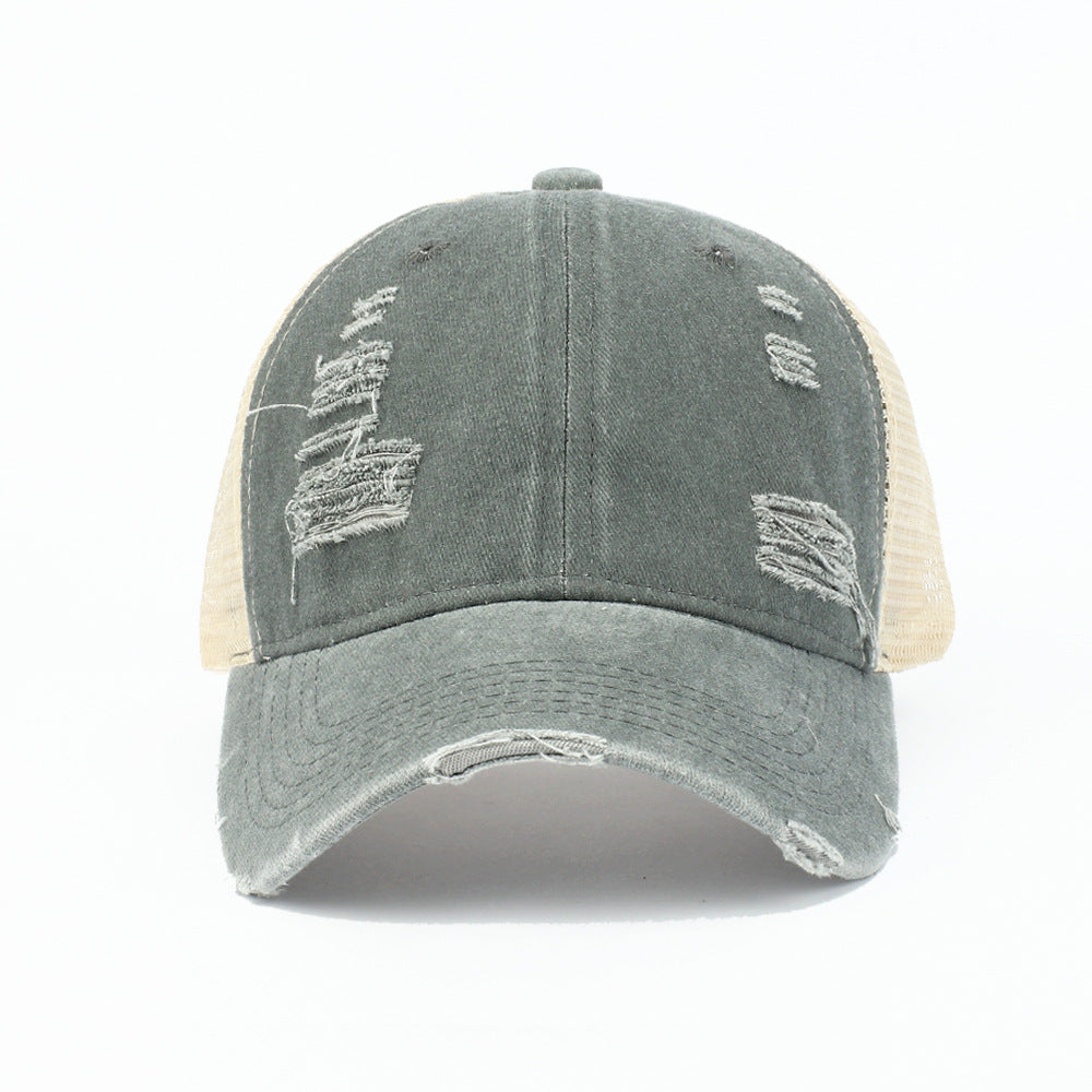 Wholesale Retro Solid Color Light Plate Hole Washed Sunshade Hat