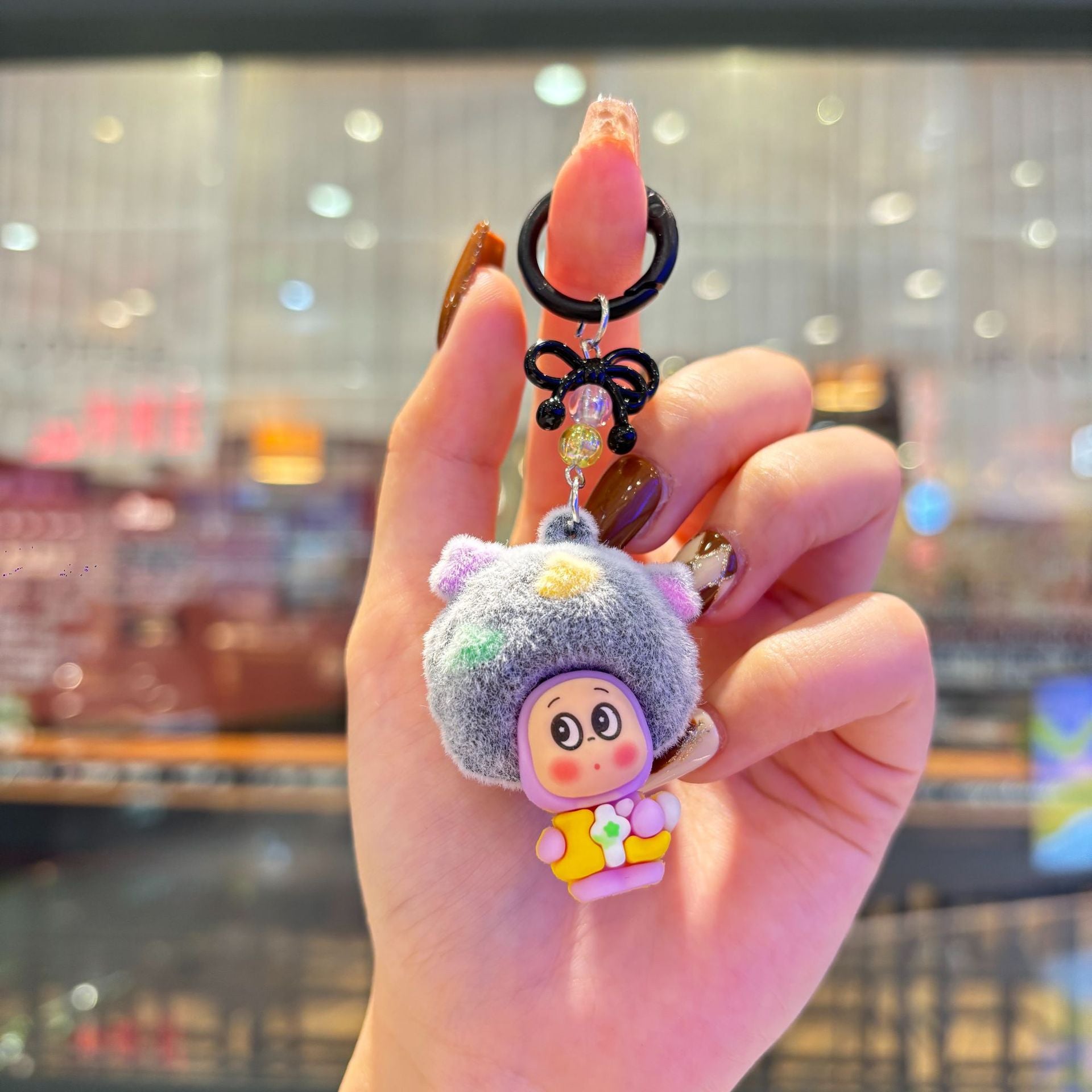 Wholesale Plush Explosion Head Cute Cartoon Pvc Soft Glue Keychain