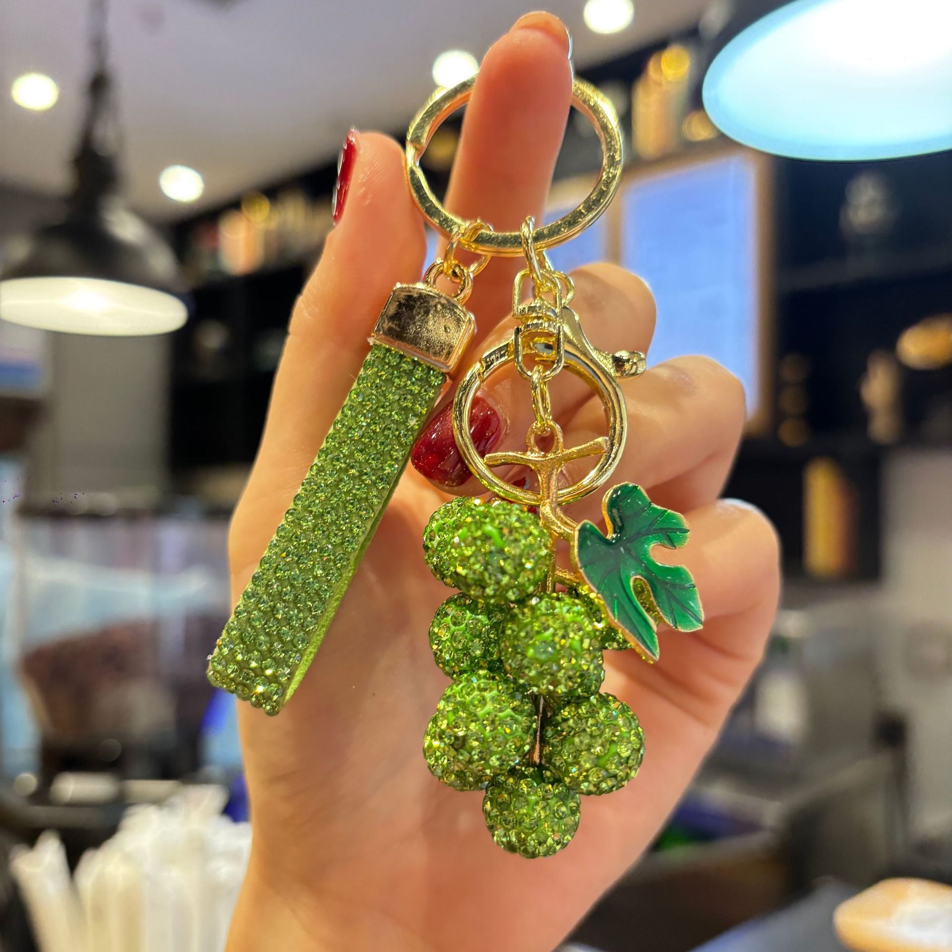 Wholesale Full diamond 3D grape cluster keychain