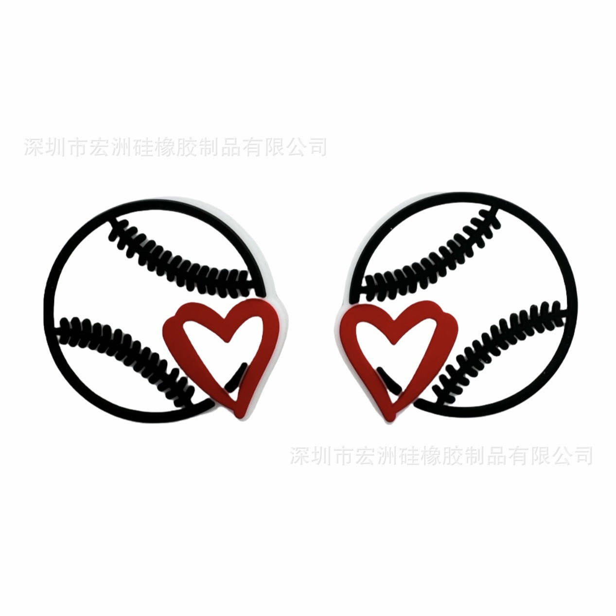 Wholesale  10-pcs  ball sports theme new food grade silicone diy string pen keychain loose beads in stock