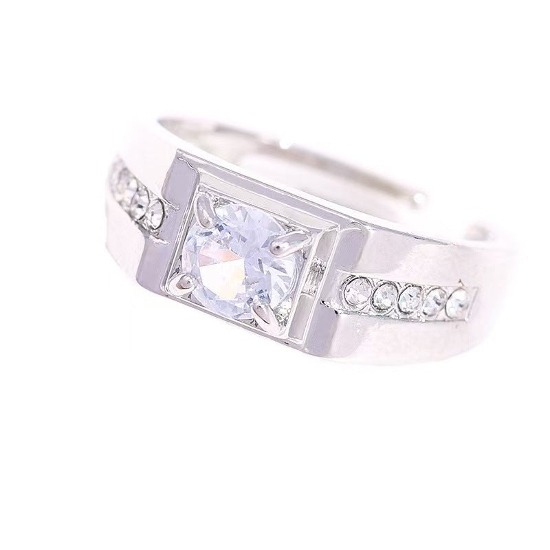 Wholesale Couple's imitation moissanite open gold-plated ring