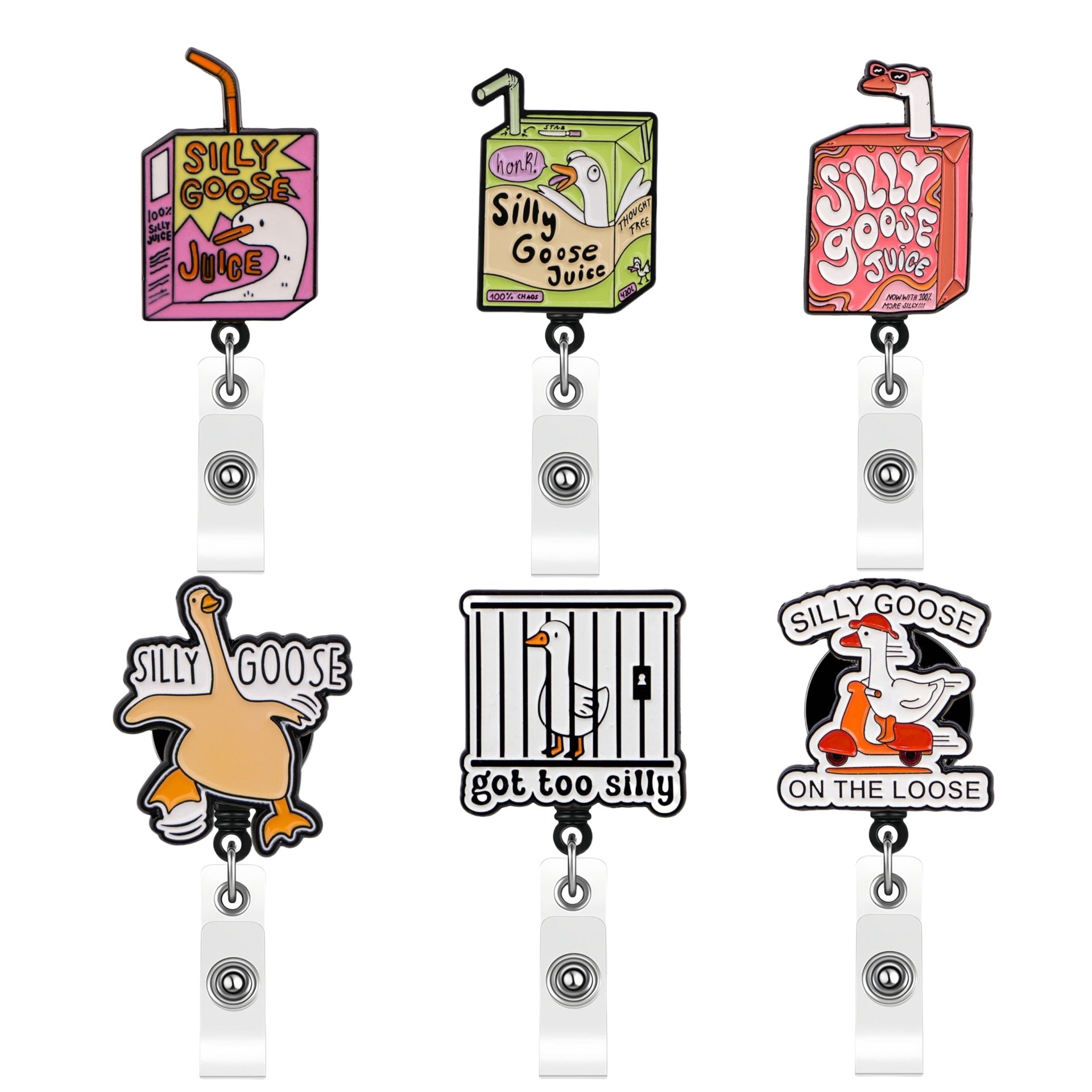 Wholesale 10pcs  Cute goose black rotating alligator clip retractable easy to pull keychain