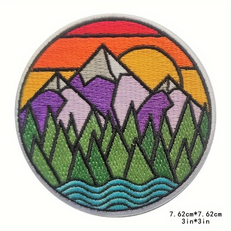 Wholesale Starry Sky Mountains Sunrise Embroidery DIY Patches