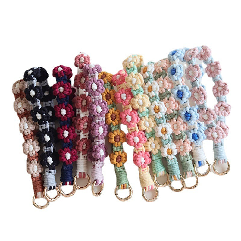 Wholesale Cotton Rope Handwoven Daisy Flower Keychain