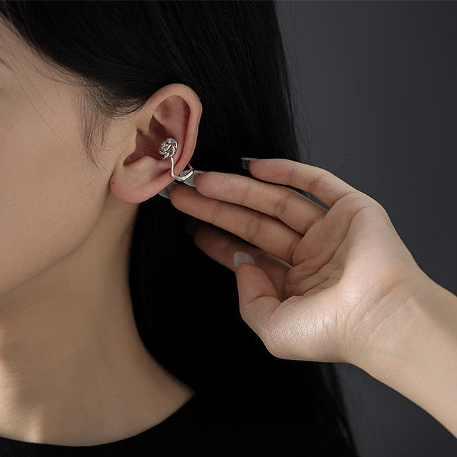 Wholesale Rose-shaped inlaid glass bead clip-on earrings ( for non-pierced ears)