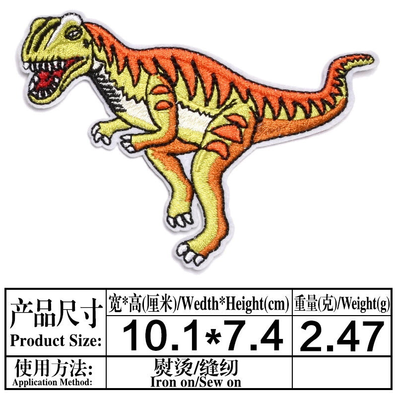 Wholesale Stylish Dinosaur Embroidered Patches Cartoon Animal Cloth Sew On Badges For Clothing Boutique Resale