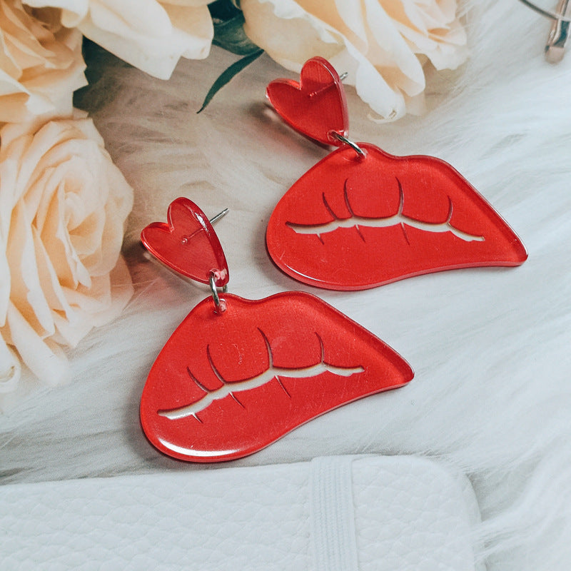 Wholesale Valentine's Day Double Sided Love Acrylic LOVE Red Lips Love Envelope Earrings