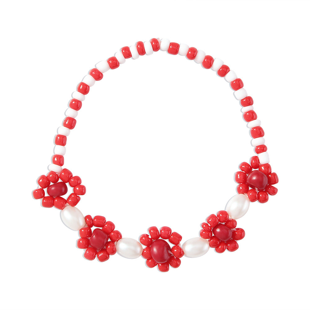 Wholesale Flowers Rice Beads Imitation Pearl Bracelet