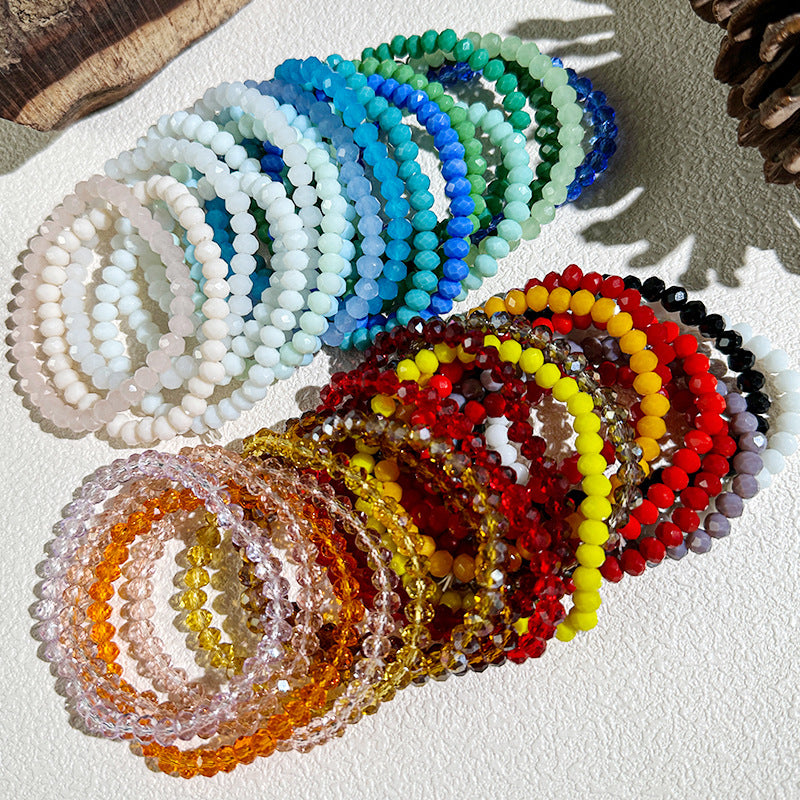 Wholesale 36 Pieces of Crystal Bracelet Set Bohemian Fold Wear 6mm Elastic Bracelet