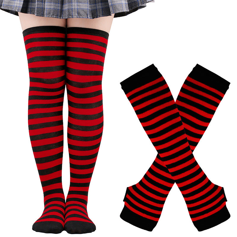 Wholesale Christmas Halloween High Striped Socks Gloves Set