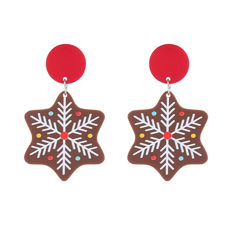 Wholesale Christmas Snowflake House Christmas Tree Gingerbread Man Acrylic Earrings