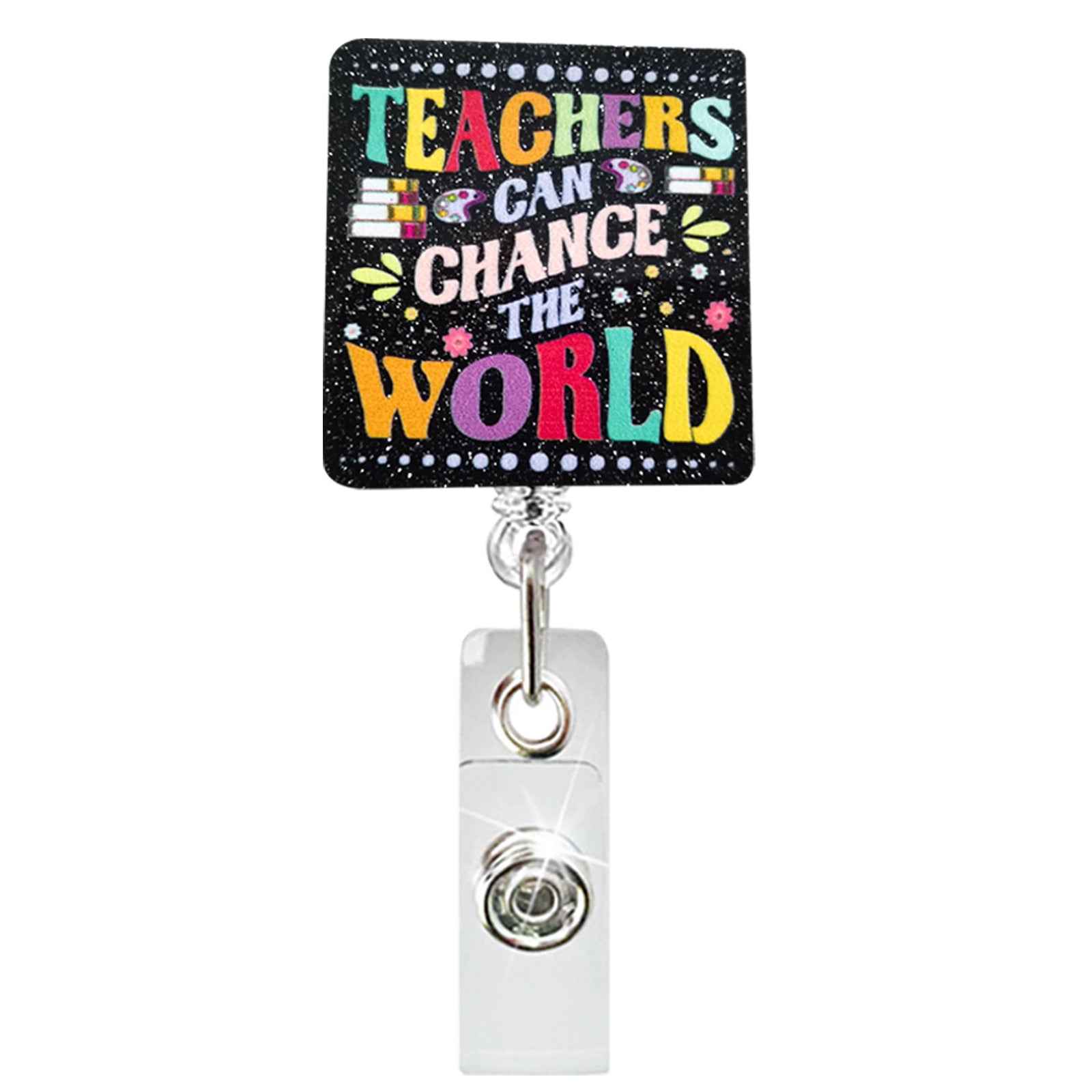 Wholesale Teacher Rainbow Acrylic Retractable Keychain