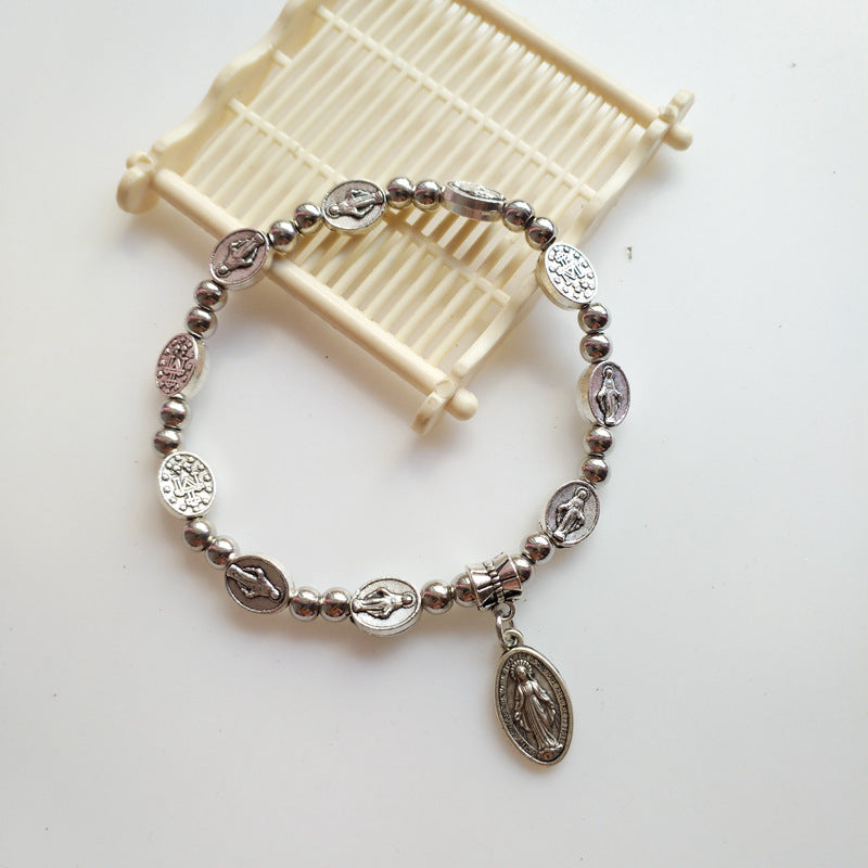 Wholesale Cross Crystal Alloy Elastic Beaded Bracelet